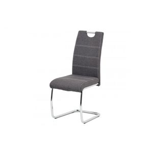 AUTRONIC HC-482 GREY2 Jedálenská stolička, poťah sivá látka, biele prešitie, kovová chrómovaná perová podnož